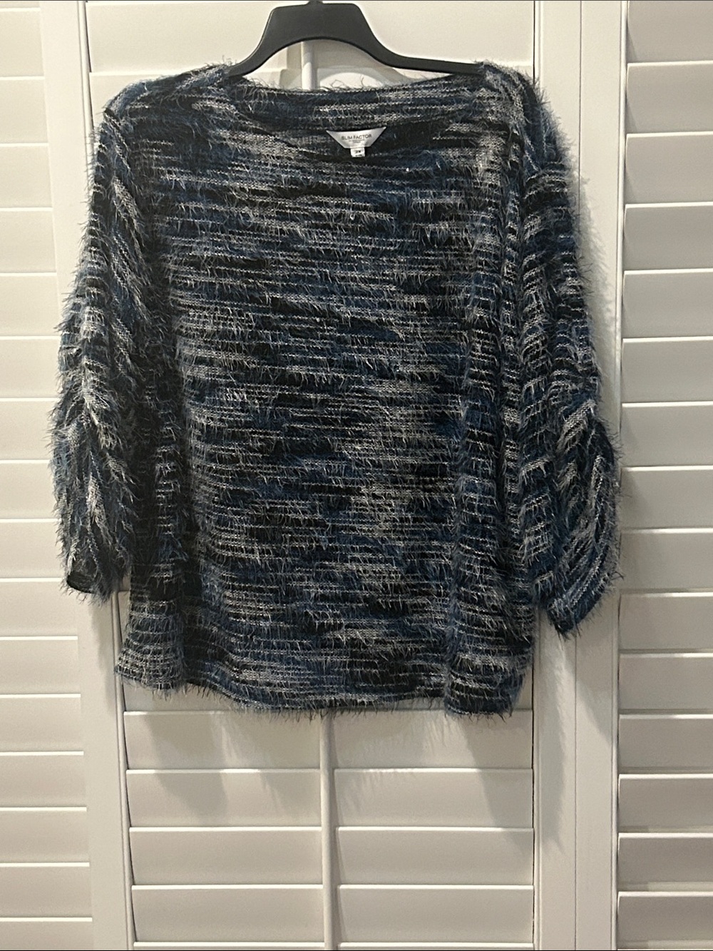 Investments Fuzzy Crewneck Sweater in Blue and Gray